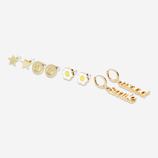 Earrings Set Gold Emotional Me 4Pcs