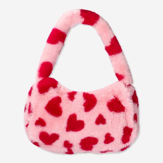 Bag Fluffy Pink W. Hearts