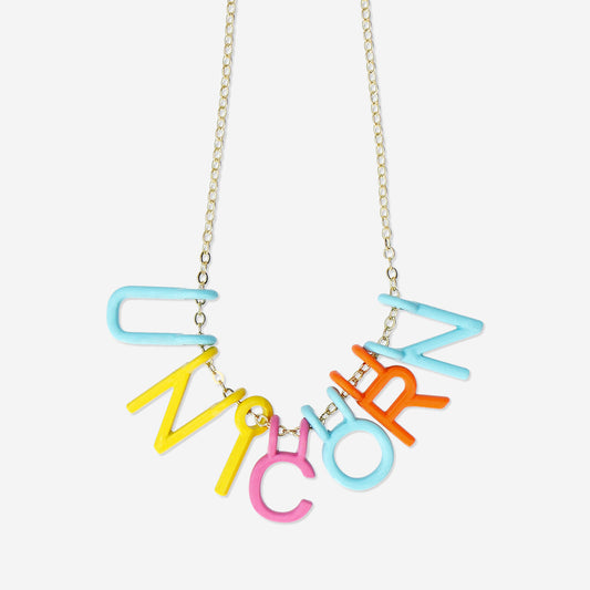 Necklace Metal W Text Unicorn