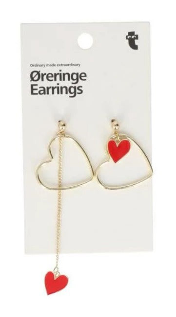 Earrings Gold Asymtrc Heart Hoops Rd Set