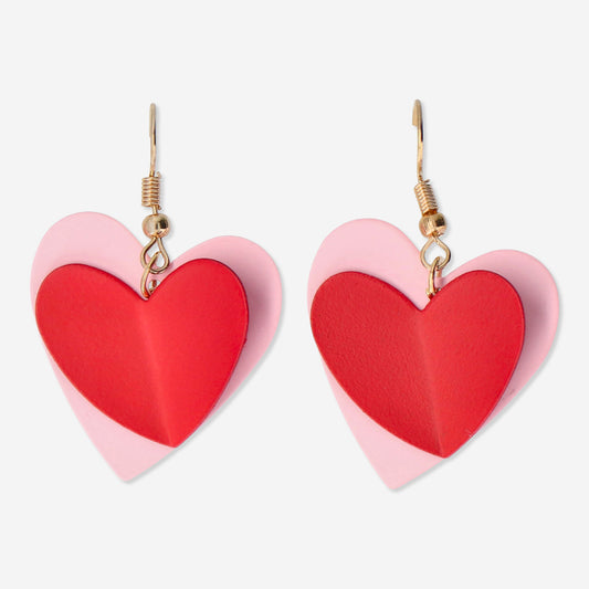 Earrings Pink + Red Hearts