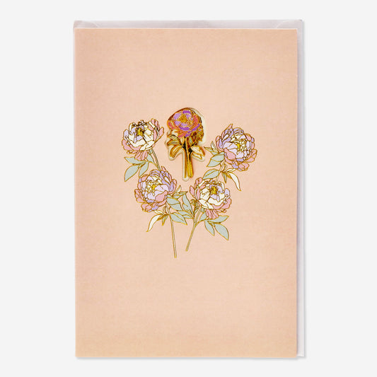 Card W Envelope Metal Pin Flower (In)