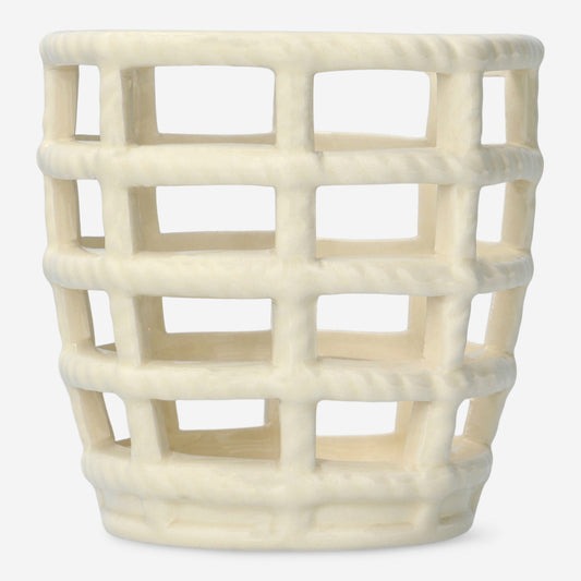 Basket Ceramic Braided Ivory (In)