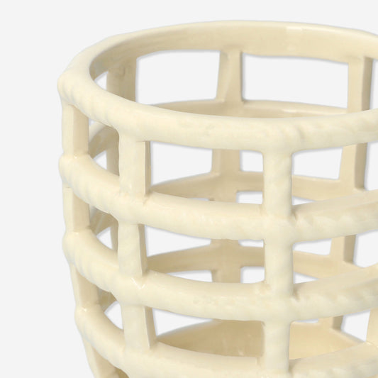 Basket Ceramic Braided Ivory (In)