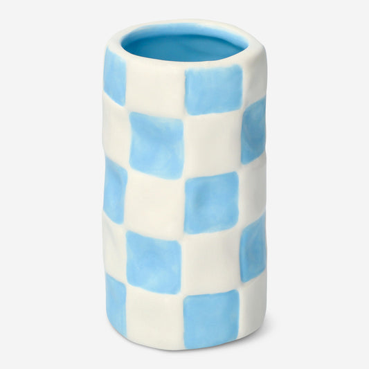 Vase Handcrafted Look Dolomite Bluecheck