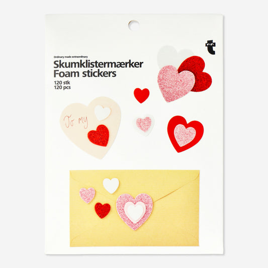 Glitter Foam Heart Stickers