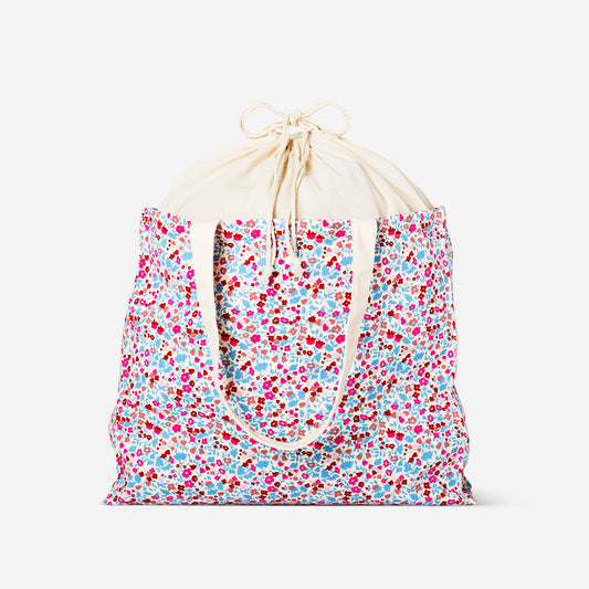 Tote Bag W Drawstring Closing Flower Aop