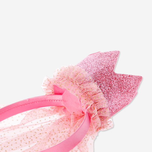 Headband Crown with Veil Pink Princess Kids