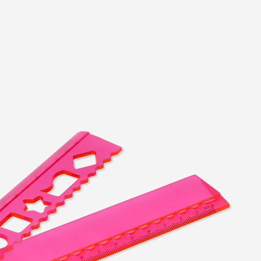 Ruler Folded Pink Plastic (In)