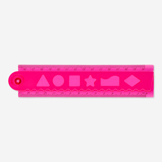 Ruler Folded Pink Plastic (In)