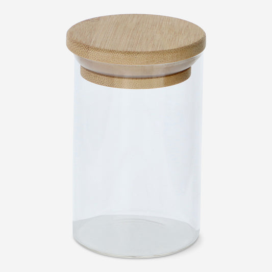 Glass Container With Bamboo Lid 450Ml