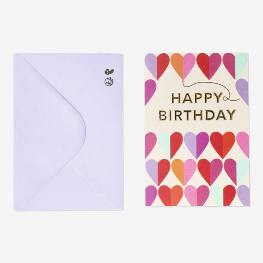 Card W Envelope Color Hearts