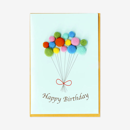Card W Envelope Balloons Pompom(In)
