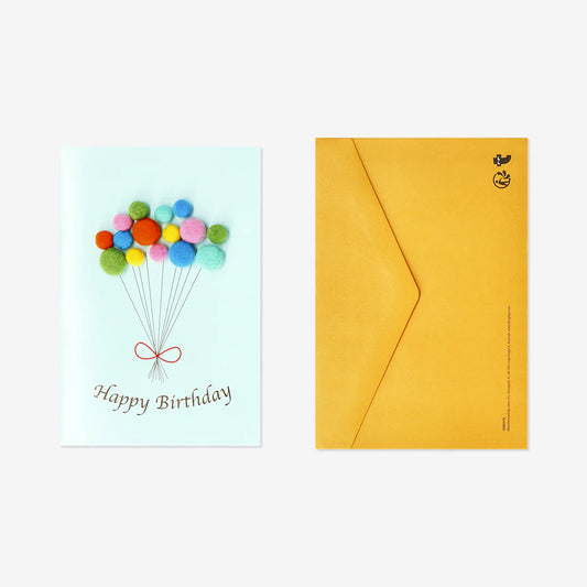 Card W Envelope Balloons Pompom(In)