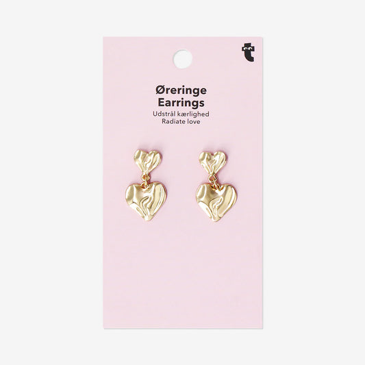 Earrings Gold Hearts  Hammered