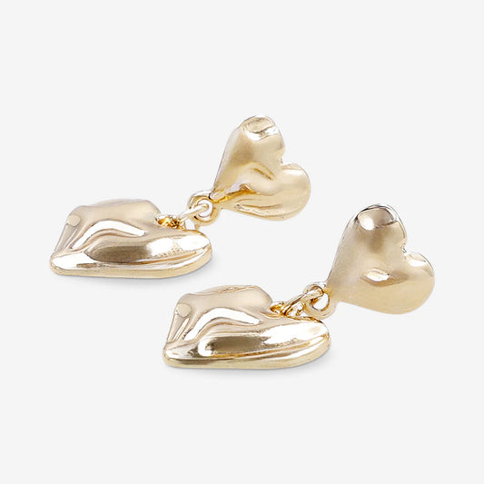 Earrings Gold Hearts  Hammered