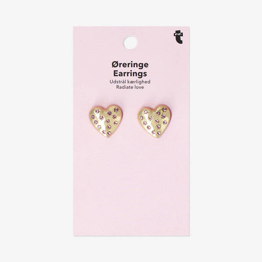 Earrings Big Hearts Pink Stone