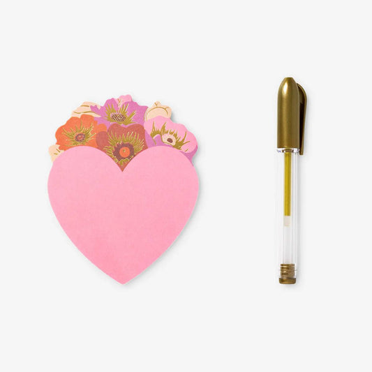 Sticky Notes Heart W. Gold Gel Pen