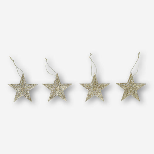 Ornament Star 4 Pcs Set Gold