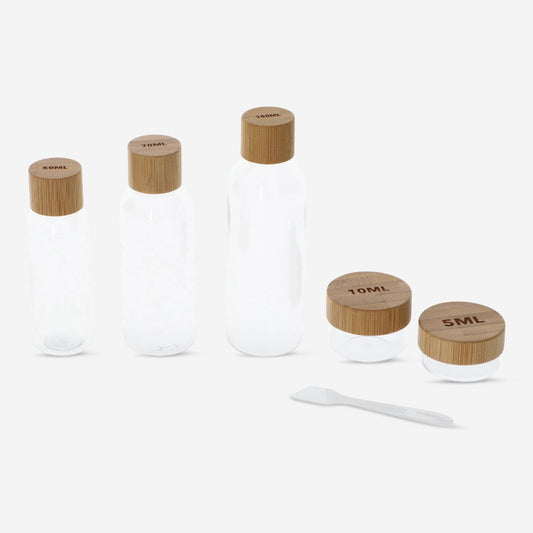 Travel Bottle Set W Rpet + Bamboo 5Pcs