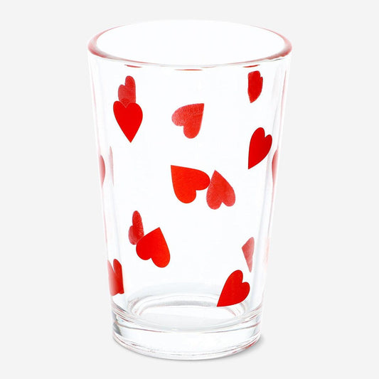 Glass 220Ml Drinking W/ Small Red Hearts