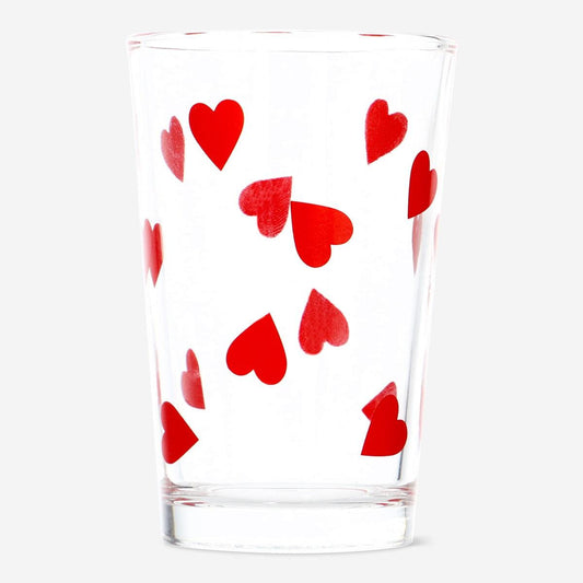 Glass 220Ml Drinking W/ Small Red Hearts