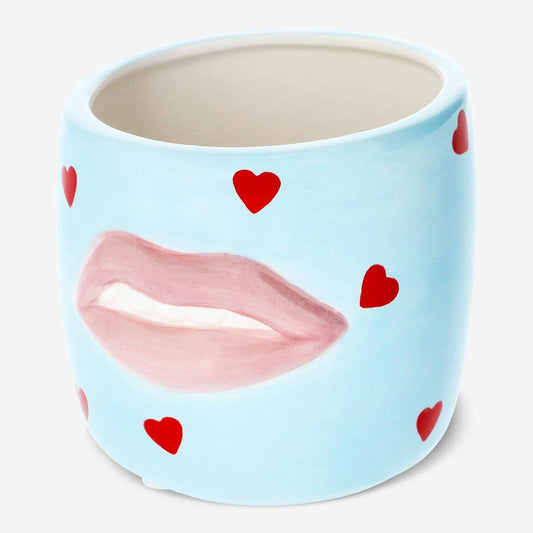 Flowerpot with Embossed Lip&Heart Blue(In)