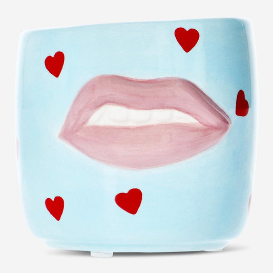 Flowerpot with Embossed Lip&Heart Blue(In)