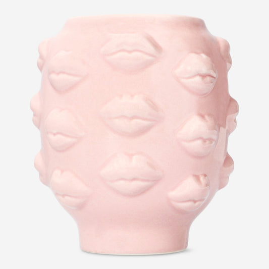 Vase with All Over Lips Dolomite Pink