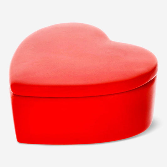 Jar with Lid Heart Shaped Small Red