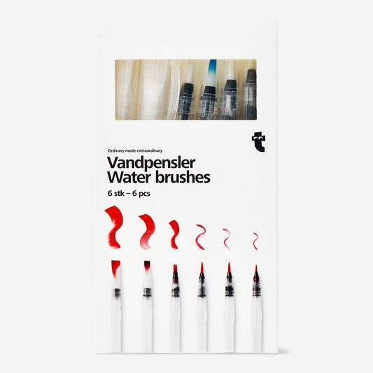 Watercolor Brush with Water Compartment 6Pc