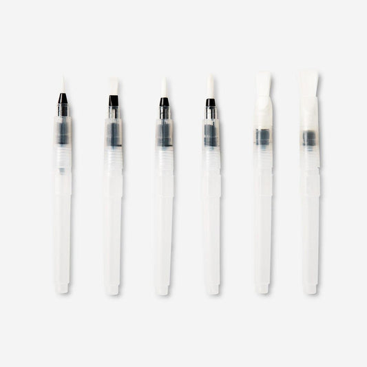 Watercolor Brush with Water Compartment 6Pc