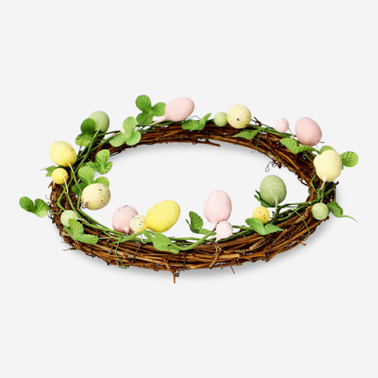 Wreath with Eggs And Leaves Dia 25 Cm