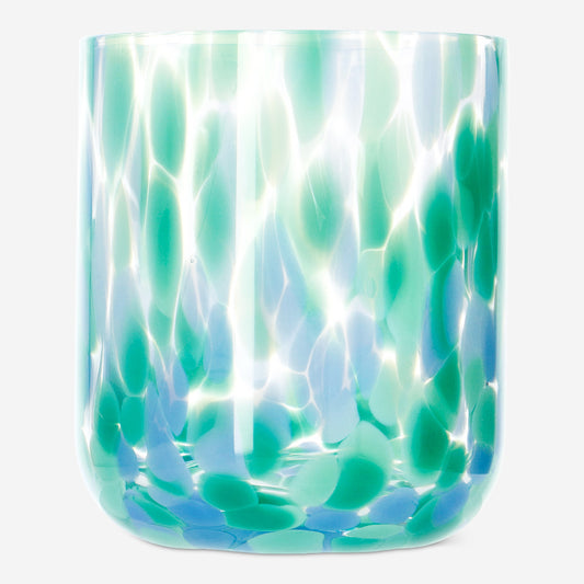 Glassdrink with Dots Color Glass Blue Green