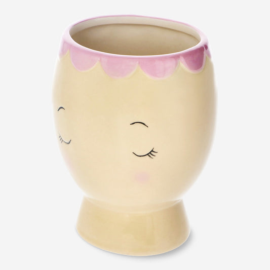 Flowerpot Lady Face Pink And Blue