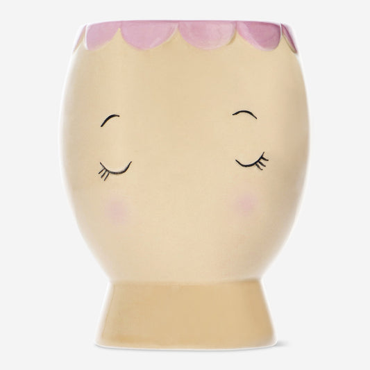 Flowerpot Lady Face Pink And Blue