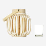 Lantern with Handle Small Wood 20 Cm