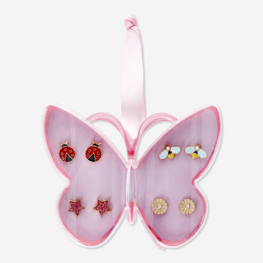 Earrings Clip-On Spring Faces 4Pcs Set