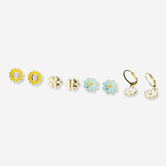 Earstud+Hoop Flower Power In Box 4Pc Set