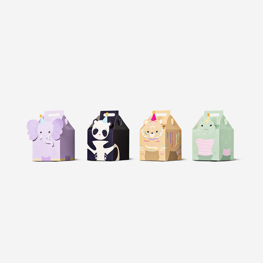 Snack Box Cardboard Animal Prints 4 Pcs