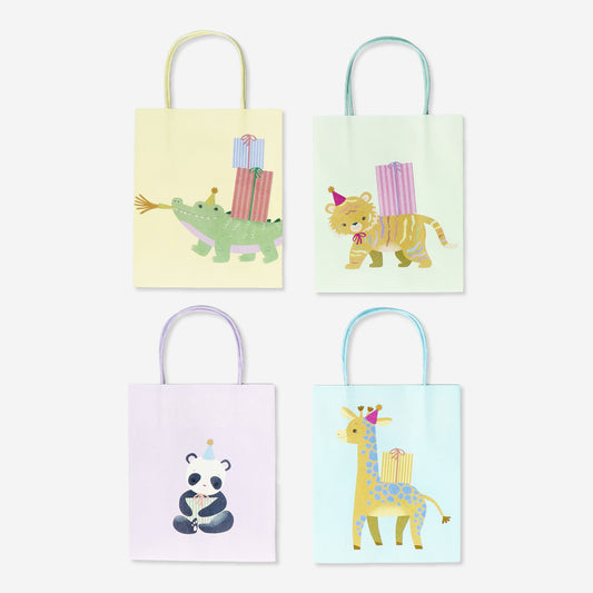 Giftbag Paper Animal Printmix 4P 15X18Cm