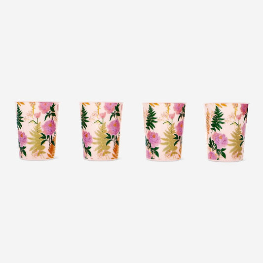 Cup Reusable Flower Print 4 Pcs