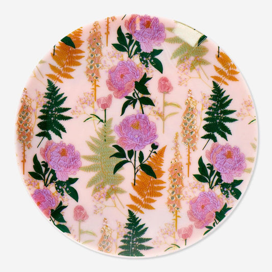 Plate Reusable Flower Print 4 Pcs