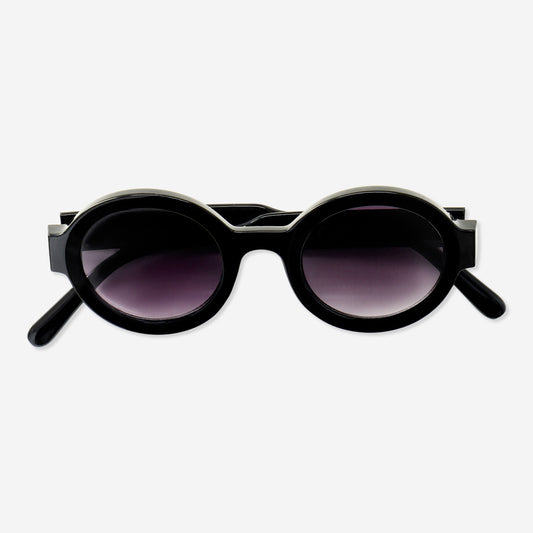 Sunglasses Black Wide Temple Round