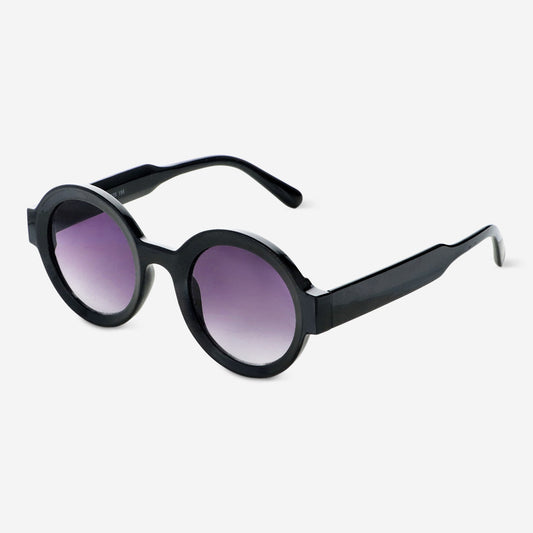 Sunglasses Black Wide Temple Round