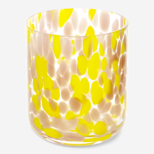 Glassdrink with Dot Color Glass Pink Yellowith