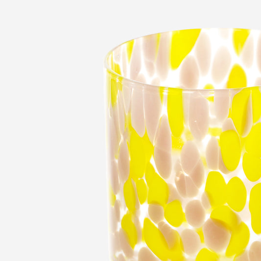 Glassdrink with Dot Color Glass Pink Yellowith