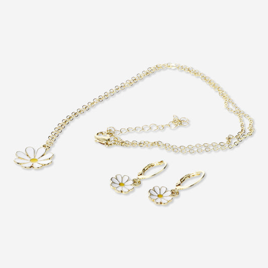 Jewelryset Necklace+Earring Daisy Gb 3Pc