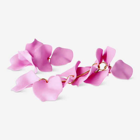 Earrings Hooks Dangling Pink Petals 2Pcs