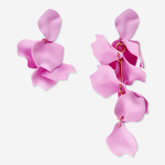 Earrings Hooks Dangling Pink Petals 2Pcs